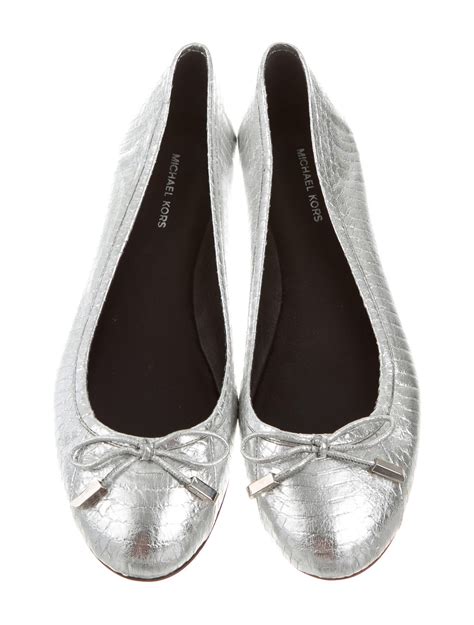 michael kors flats black and silver|Michael Kors snakeskin flats.